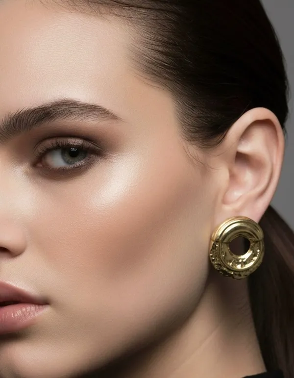 Gold_Golden_Ripple_Hoop_Earrings_For_Women